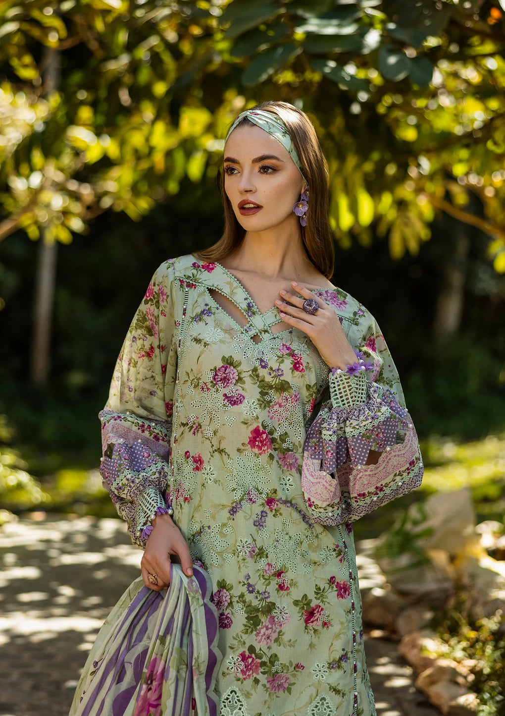 Elaf Premium | Print Chikankari 25 | ELK-03A FLOREALE - Official Elaf Premium stockist in UK - Sakeena London