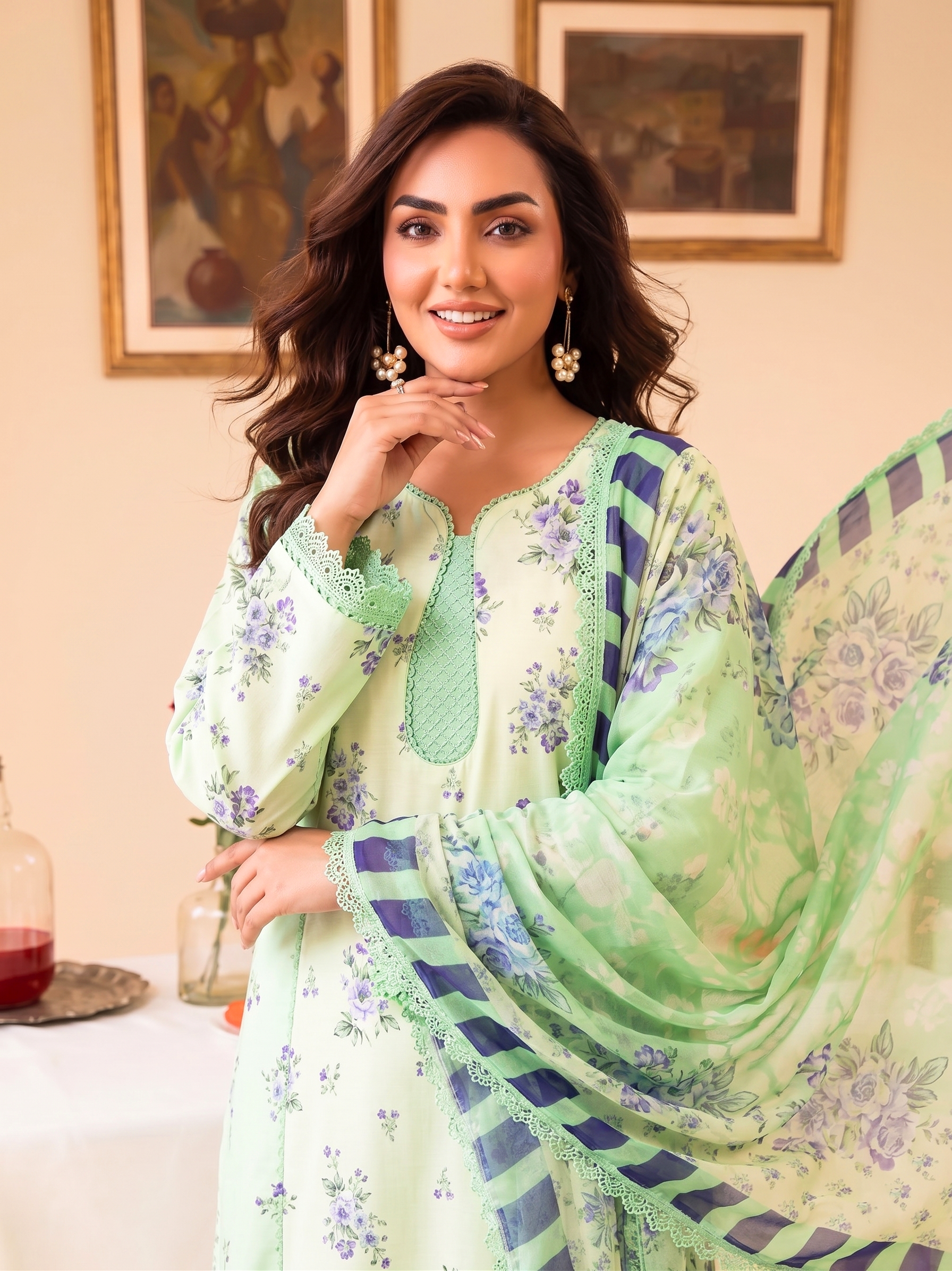 Faiza Faisal | FNF Printed Lawn | LEAF LUSH