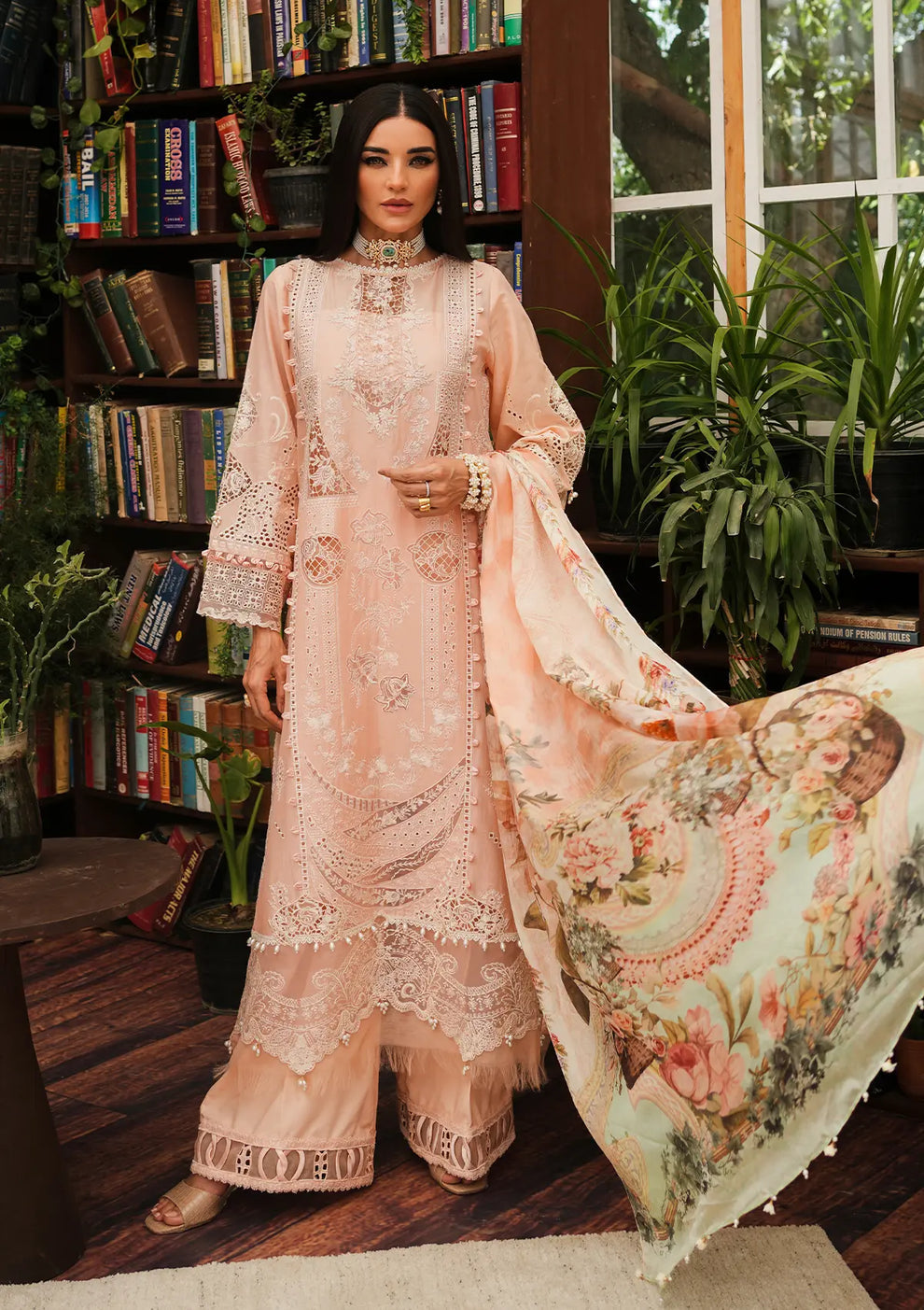 Kahf Premium | Luxury Lawn 24 | KLE-03A Flamingo - Official Kahf Premium stockist in UK - Sakeena London