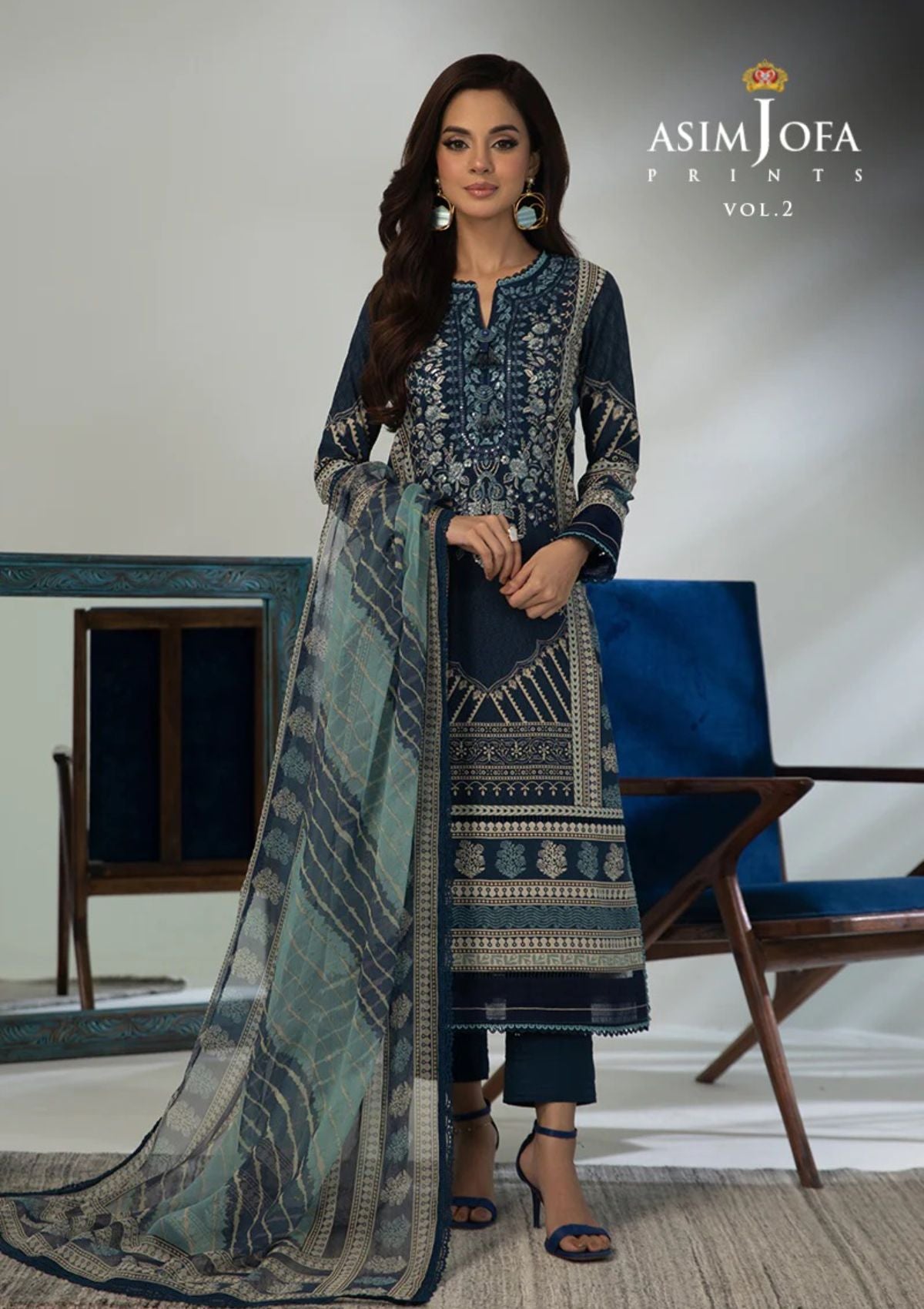 Lawn Collection - Asim Jofa - Basic - Print - 3 Pcs - AJBP#46