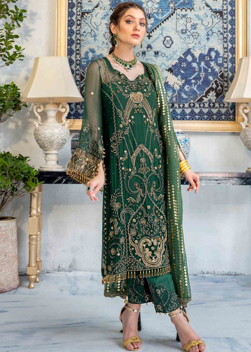 Meeral | Wedding Formals | ML-04-BOTTLE GREEN - Official Meeral stockist in UK - Sakeena London