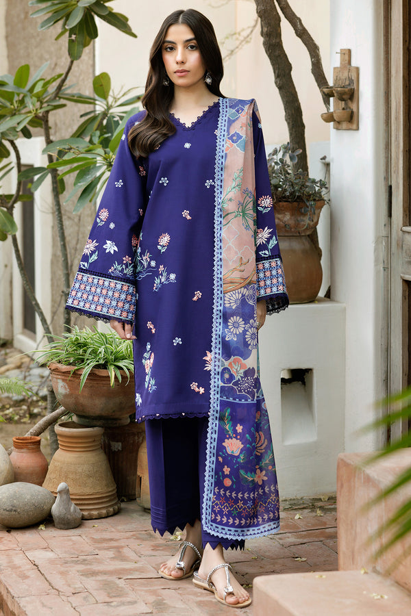 Farasha | Summer Weaves Embroidered Lawn | Indigo Glow - Official Farasha stockist in UK - Sakeena London