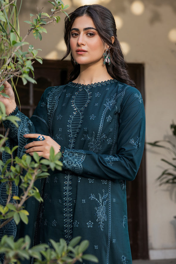 Farasha | Summer Weaves Embroidered Lawn | Teal Serenity - Official Farasha stockist in UK - Sakeena London