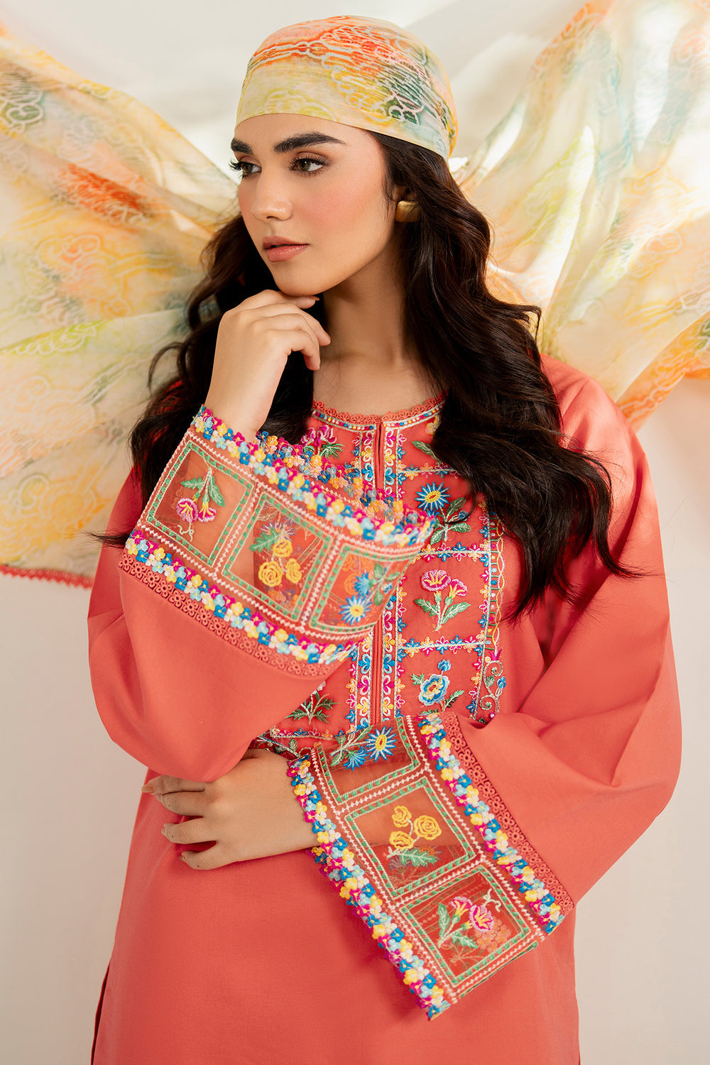 Farasha | Thread Lines Embroidered | Suncharm Glow - Official Farasha stockist in UK - Sakeena London