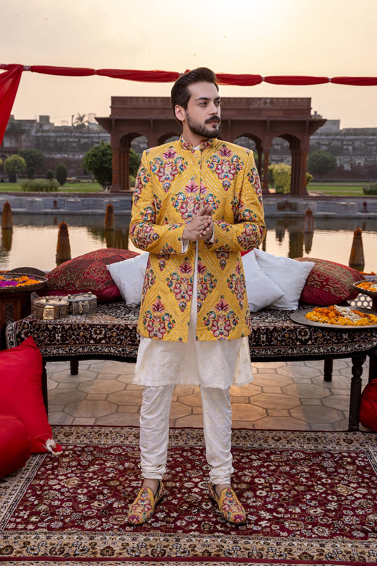 Pakistani Menswear | Mina Kashif | Sherwani D-16 - Official Sakeena London stockist in UK - Sakeena London