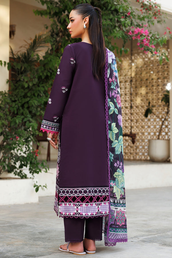 Farasha | Summer Weaves Embroidered Lawn | Plum Allure - Official Farasha stockist in UK - Sakeena London