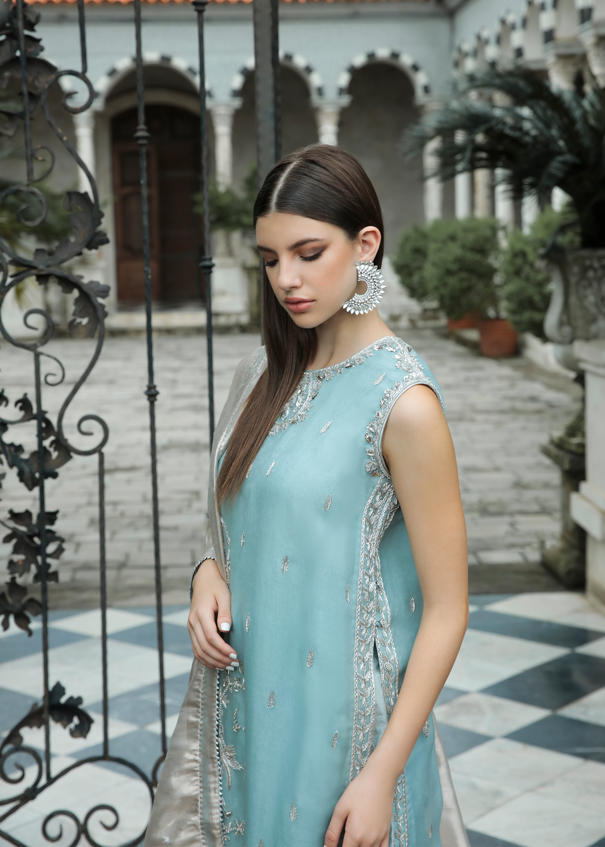 Purple Haze Pret Studio | Apsara Formals | Ice Blue Organza Outfit - Official Purple Haze stockist in UK - Sakeena London