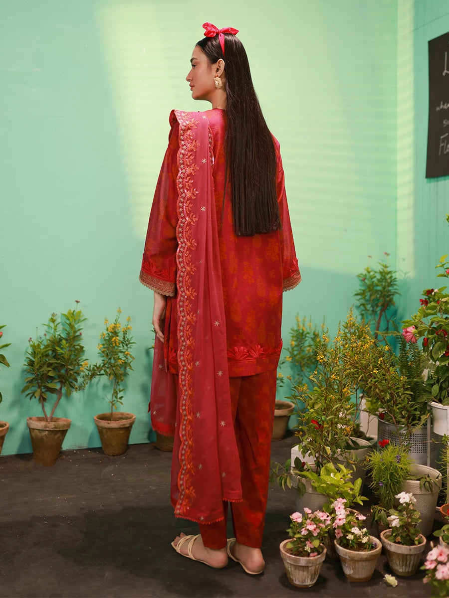 Salitex | Izel Lawn 24 | SCARLET - LUXURY LAWN EMBROIDERED SUIT - Official Salitex stockist in UK - Sakeena London