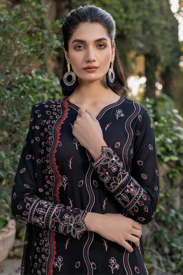 Farasha | Summer Weaves Embroidered Lawn | Black Rose - Official Farasha stockist in UK - Sakeena London