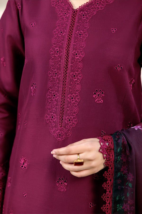 Farasha | Summer Weaves Embroidered Lawn | Garnet Passion - Official Farasha stockist in UK - Sakeena London