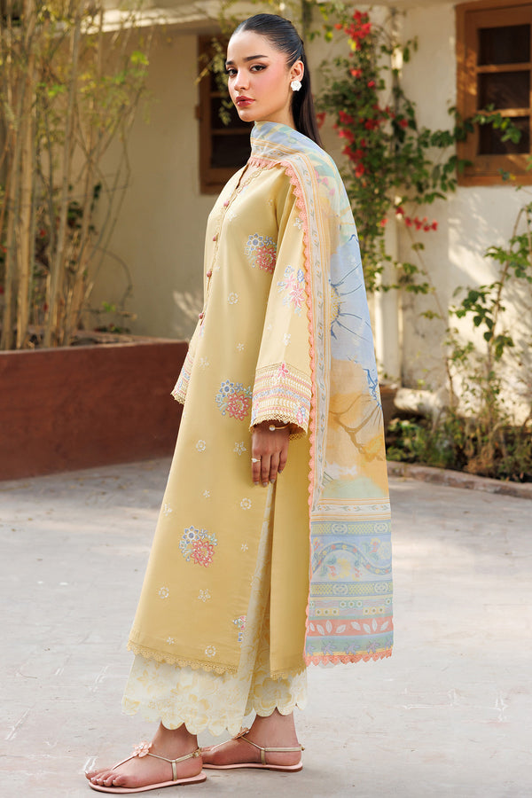 Farasha | Summer Weaves Embroidered Lawn | Sunlit Mellow - Official Farasha stockist in UK - Sakeena London