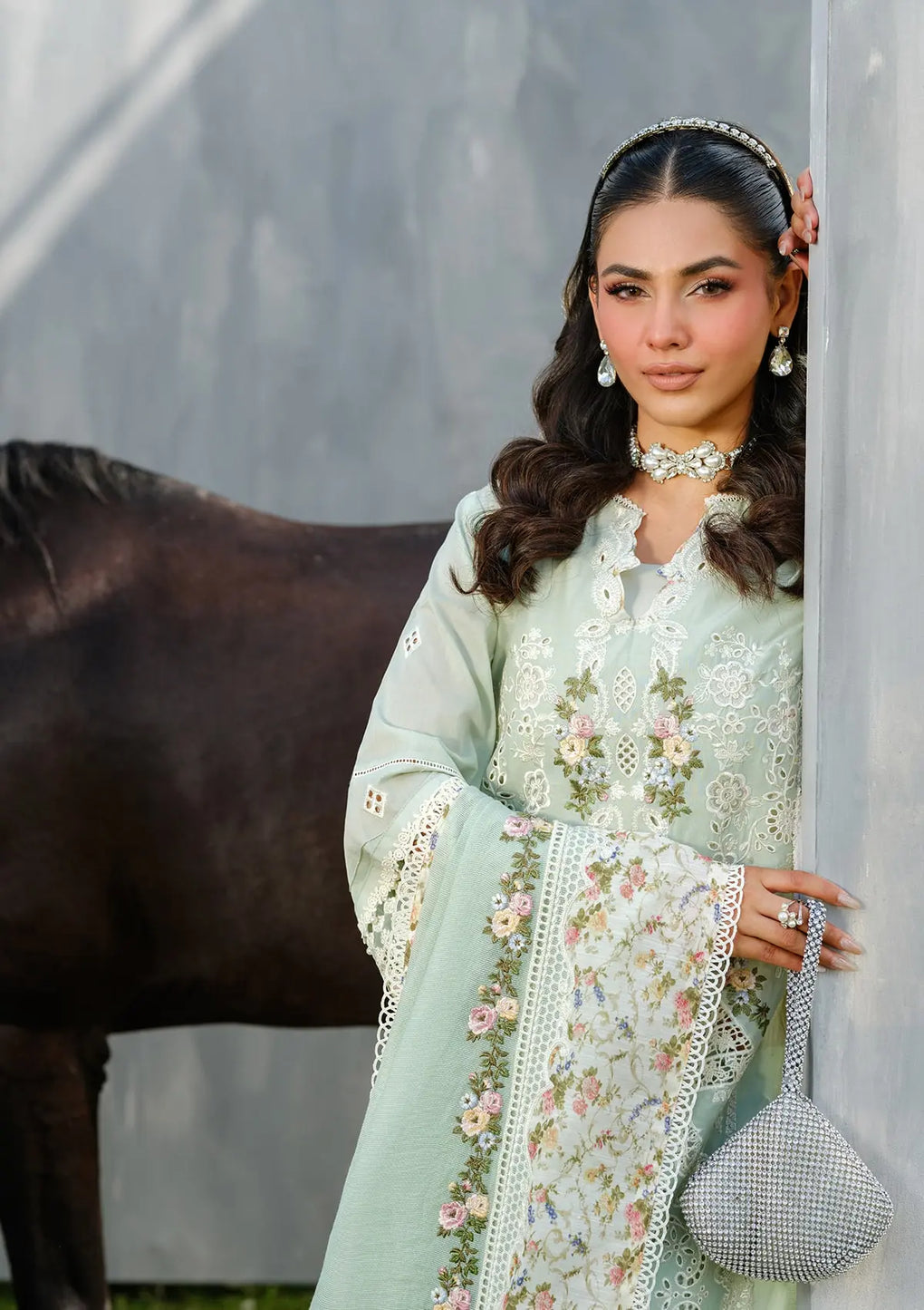 Elaf Premium | Luxury Lawn 25 | ELH-4B FROSTEL - Official Elaf Premium stockist in UK - Sakeena London