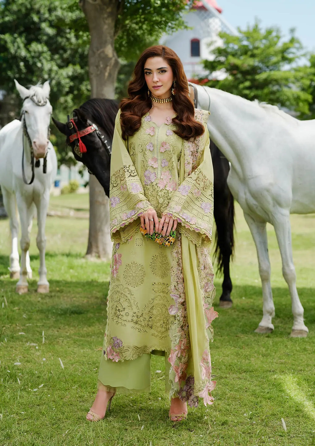 Elaf Premium | Luxury Lawn 25 | ELH-1A PISTACIA - Official Elaf Premium stockist in UK - Sakeena London