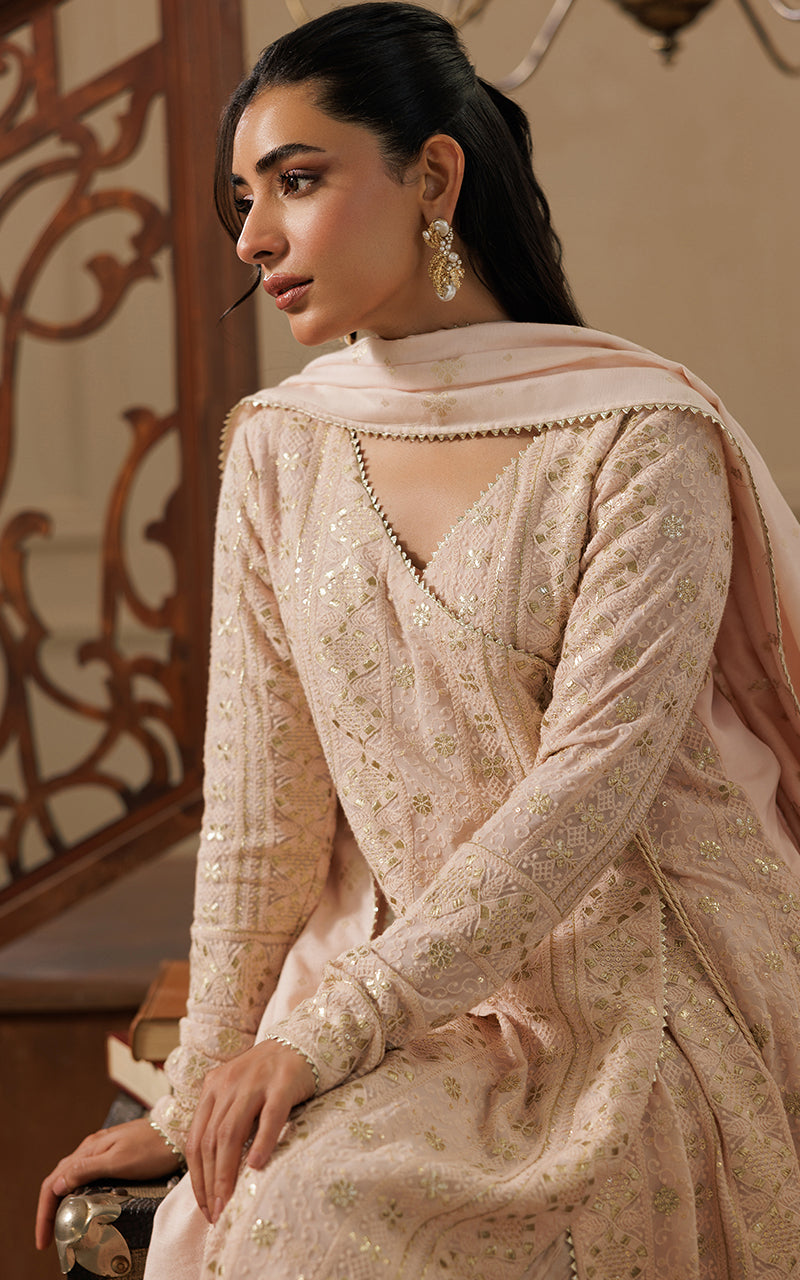 Threads and Motifs | Formal Dresses 25 | Embroidered Angrakha With Gharara And Dupatta - Official Threads and Motifs stockist in UK - Sakeena London