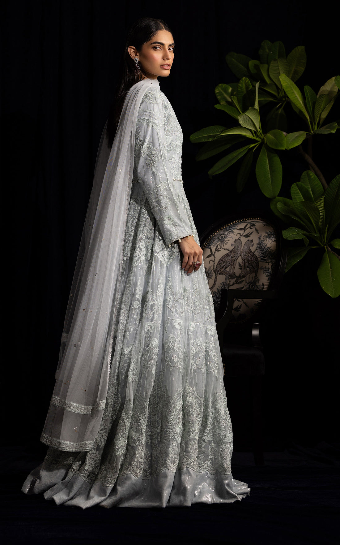 Threads and Motifs | Formal Dresses 25 | Net Embroidered Maxi - Official Threads and Motifs stockist in UK - Sakeena London