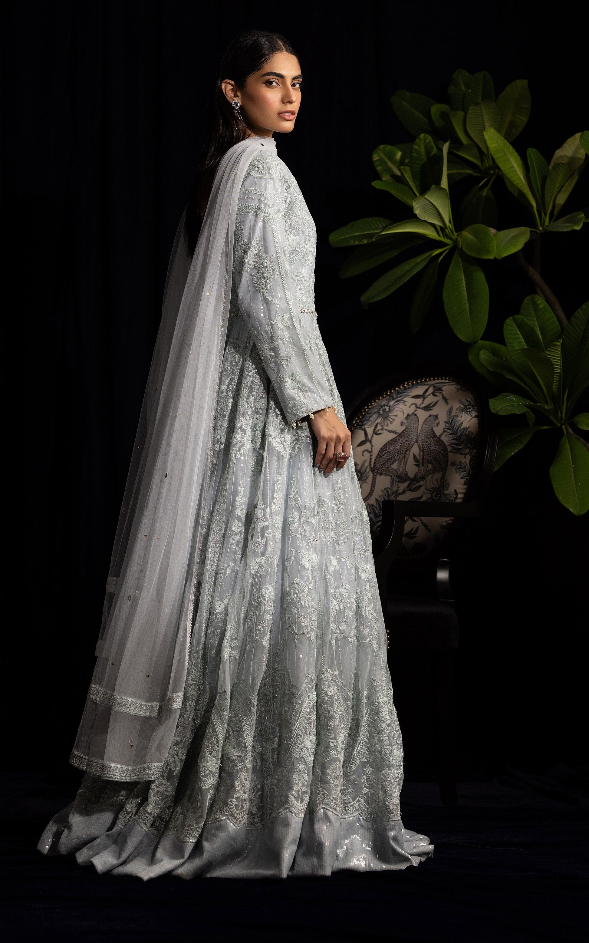 Threads and Motifs | Formal Dresses 25 | Net Embroidered Maxi - Official Threads and Motifs stockist in UK - Sakeena London