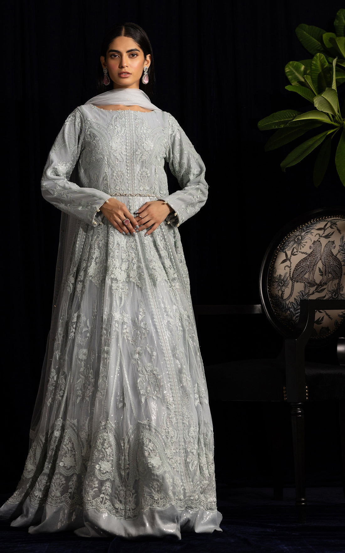Threads and Motifs | Formal Dresses 25 | Net Embroidered Maxi - Official Threads and Motifs stockist in UK - Sakeena London