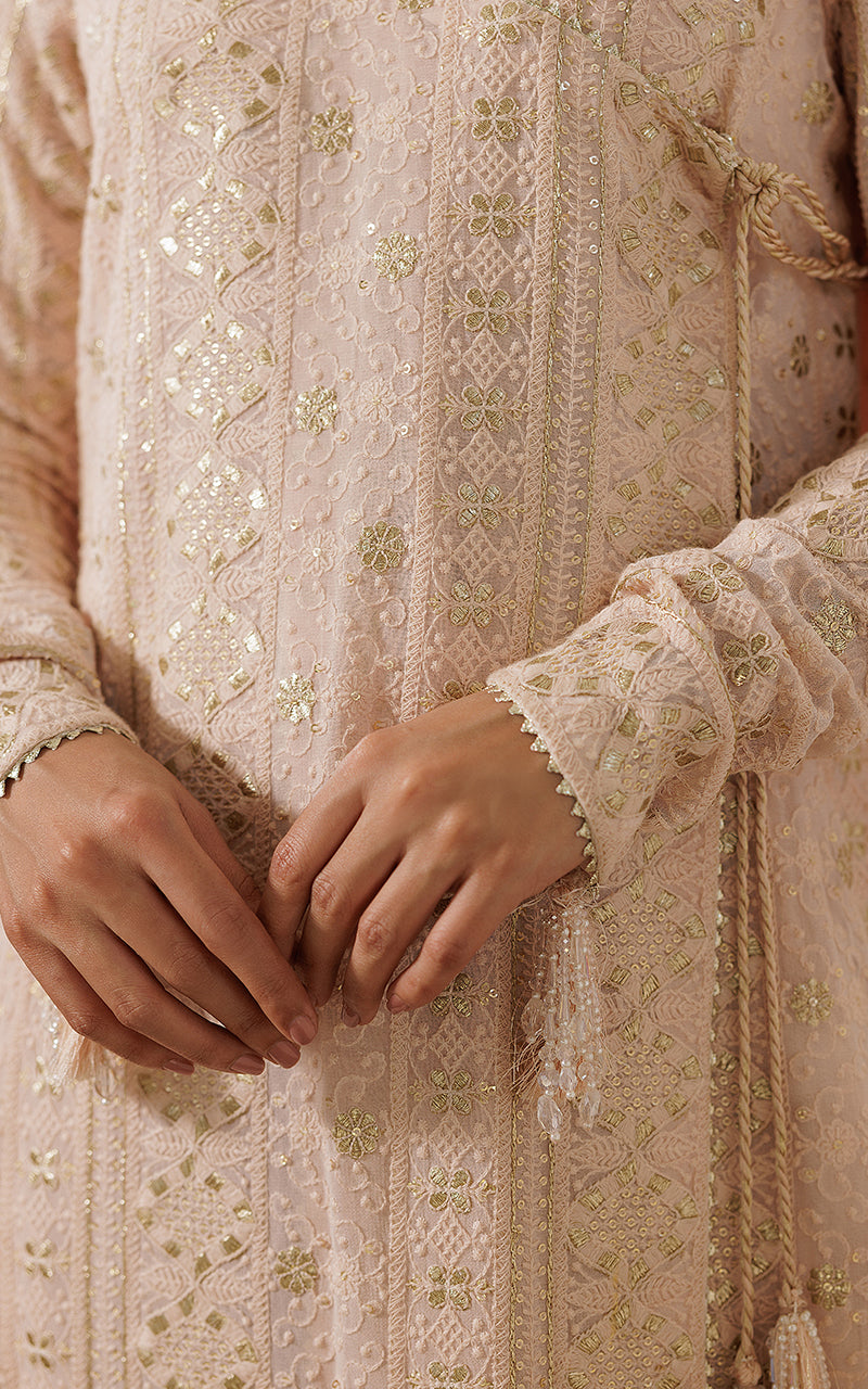 Threads and Motifs | Formal Dresses 25 | Embroidered Angrakha With Gharara And Dupatta - Official Threads and Motifs stockist in UK - Sakeena London