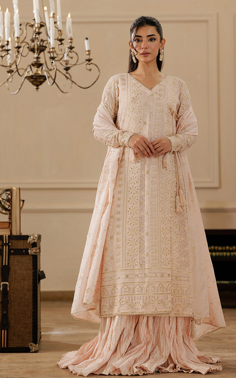 Threads and Motifs | Formal Dresses 25 | Embroidered Angrakha With Gharara And Dupatta - Official Threads and Motifs stockist in UK - Sakeena London
