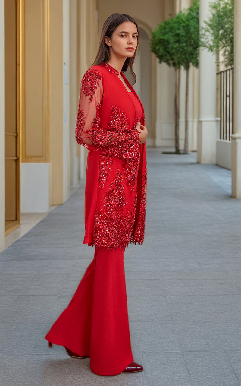 Threads and Motifs | Formal Dresses 25 | NET EMBROIDERED JACKET - Official Threads and Motifs stockist in UK - Sakeena London