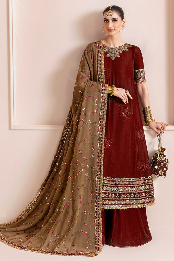 Jazmin | Chandni Velvet Formals 25 | Embroidered Velvet Formal CVF D-13 - Official Jazmin stockist in UK - Sakeena London