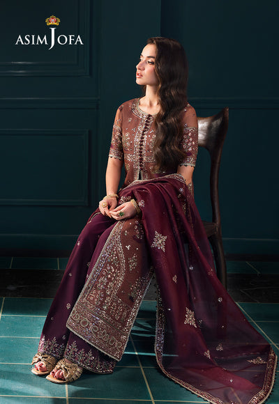 Asim Jofa | Lumiere Formals | AJLFC-08 EMBROIDERED JAVERIA NET - Official Asim Jofa stockist in UK - Sakeena London
