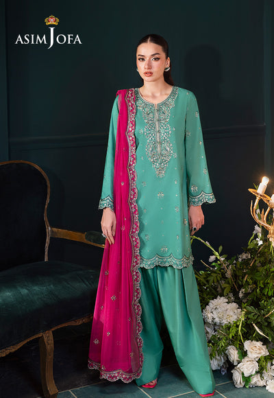 Asim Jofa | Lumiere Formals | AJLFC-04 EMBROIDERED RAW SILK - Official Asim Jofa stockist in UK - Sakeena London