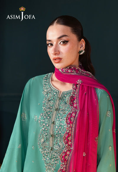 Asim Jofa | Lumiere Formals | AJLFC-04 EMBROIDERED RAW SILK - Official Asim Jofa stockist in UK - Sakeena London
