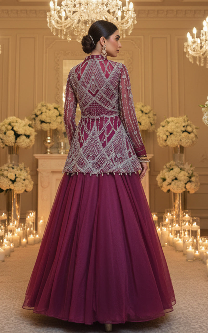 Threads and Motifs | Formal Dresses 25 | EMBROIDERED PEPLUM WITH SKIRT - Official Threads and Motifs stockist in UK - Sakeena London