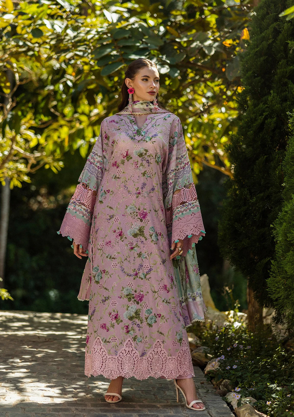Elaf Premium | Print Chikankari 25 | ELK-03B PRINCESS ROSE - Official Elaf Premium stockist in UK - Sakeena London