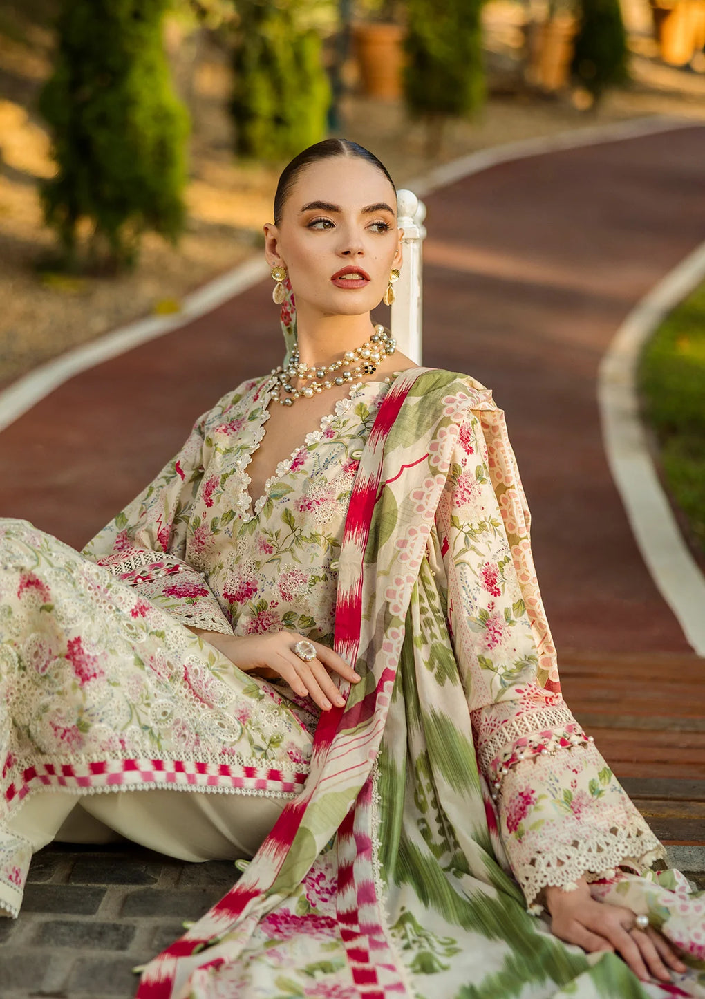 Elaf Premium | Print Chikankari 25 | ELK-02B SWEET GREENS - Official Elaf Premium stockist in UK - Sakeena London