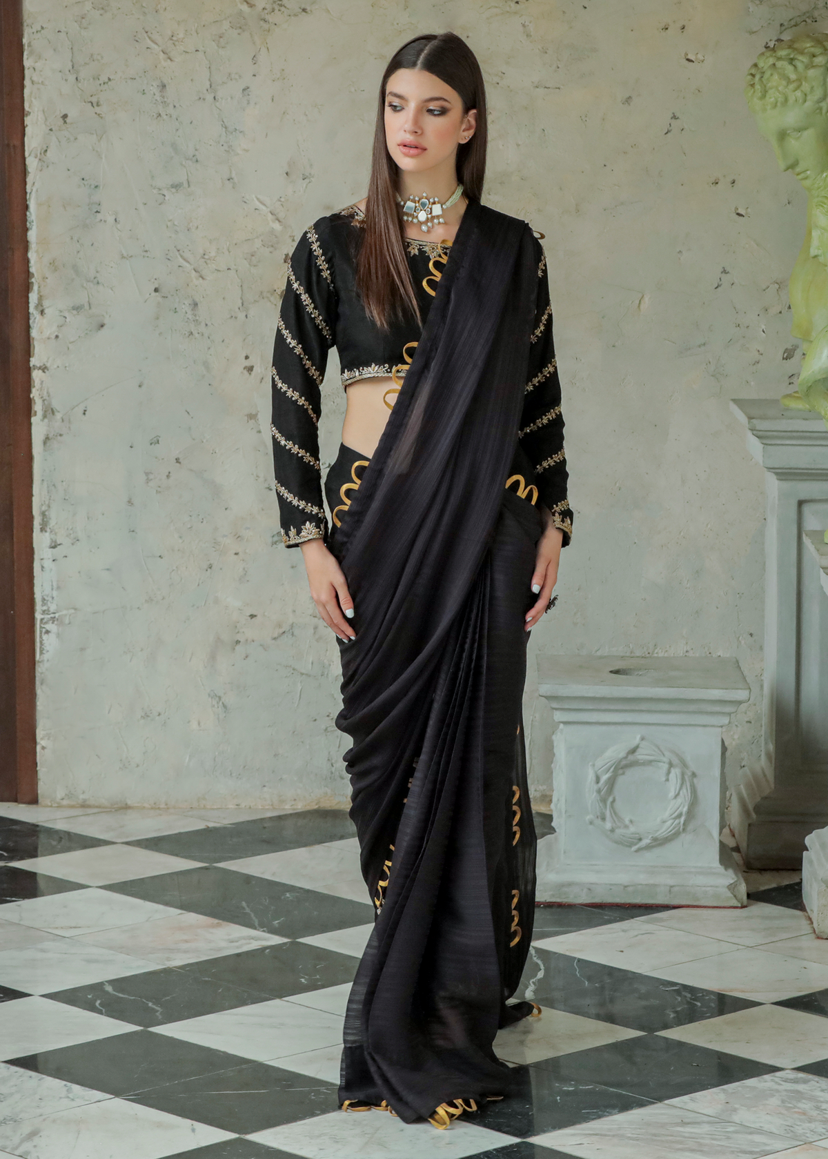 Purple Haze Pret Studio | Apsara Formals | Black Saree Pants - Official Purple Haze stockist in UK - Sakeena London
