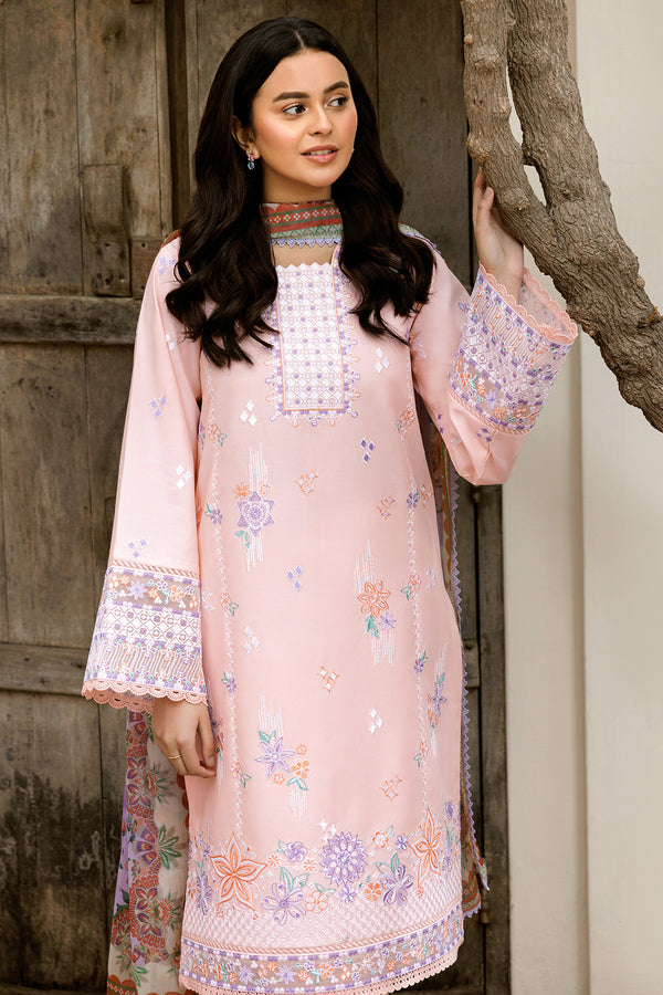 Farasha | Summer Weaves Embroidered Lawn | Coral Peach - Official Farasha stockist in UK - Sakeena London