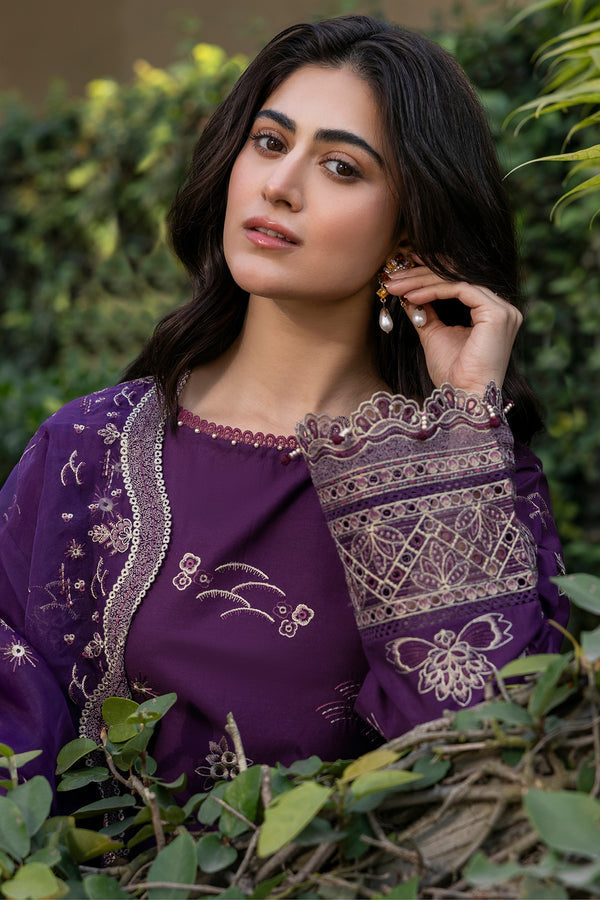 Farasha | Summer Weaves Embroidered Lawn | Raven Plum - Official Farasha stockist in UK - Sakeena London