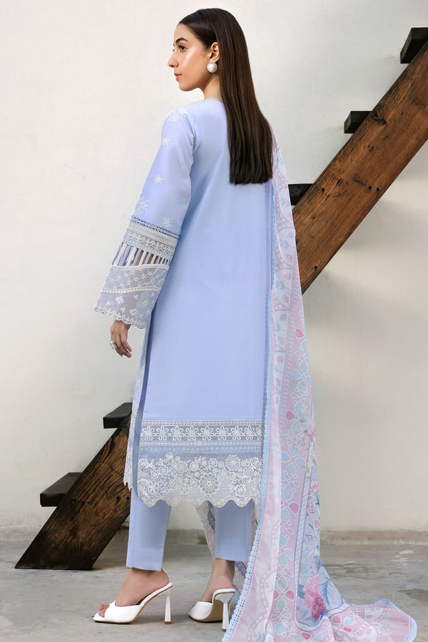 Farasha | Summer Weaves Embroidered Lawn | Serene Blue - Official Farasha stockist in UK - Sakeena London
