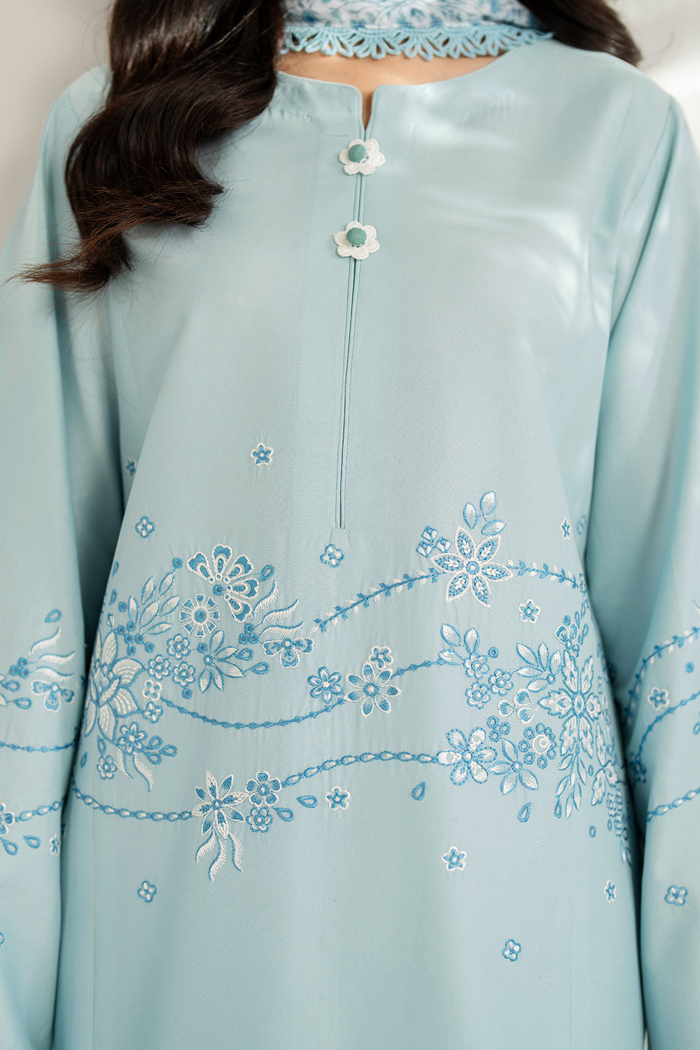 Farasha | Thread Lines Embroidered | Ash Mist - Official Farasha stockist in UK - Sakeena London
