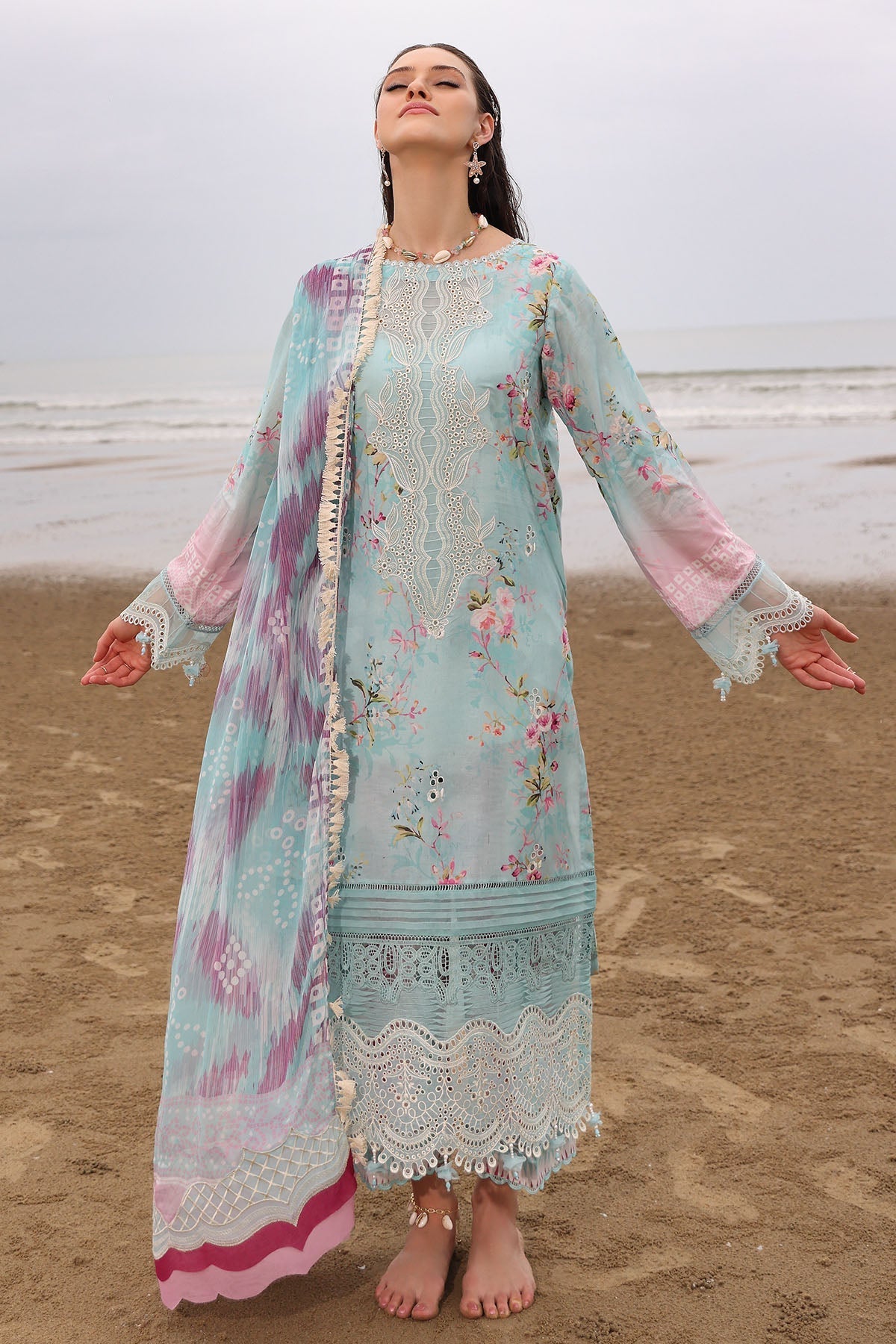 Nureh | Gardenia Embroidered Lawn 25 | NSG-173 - Official Nureh stockist in UK - Sakeena London