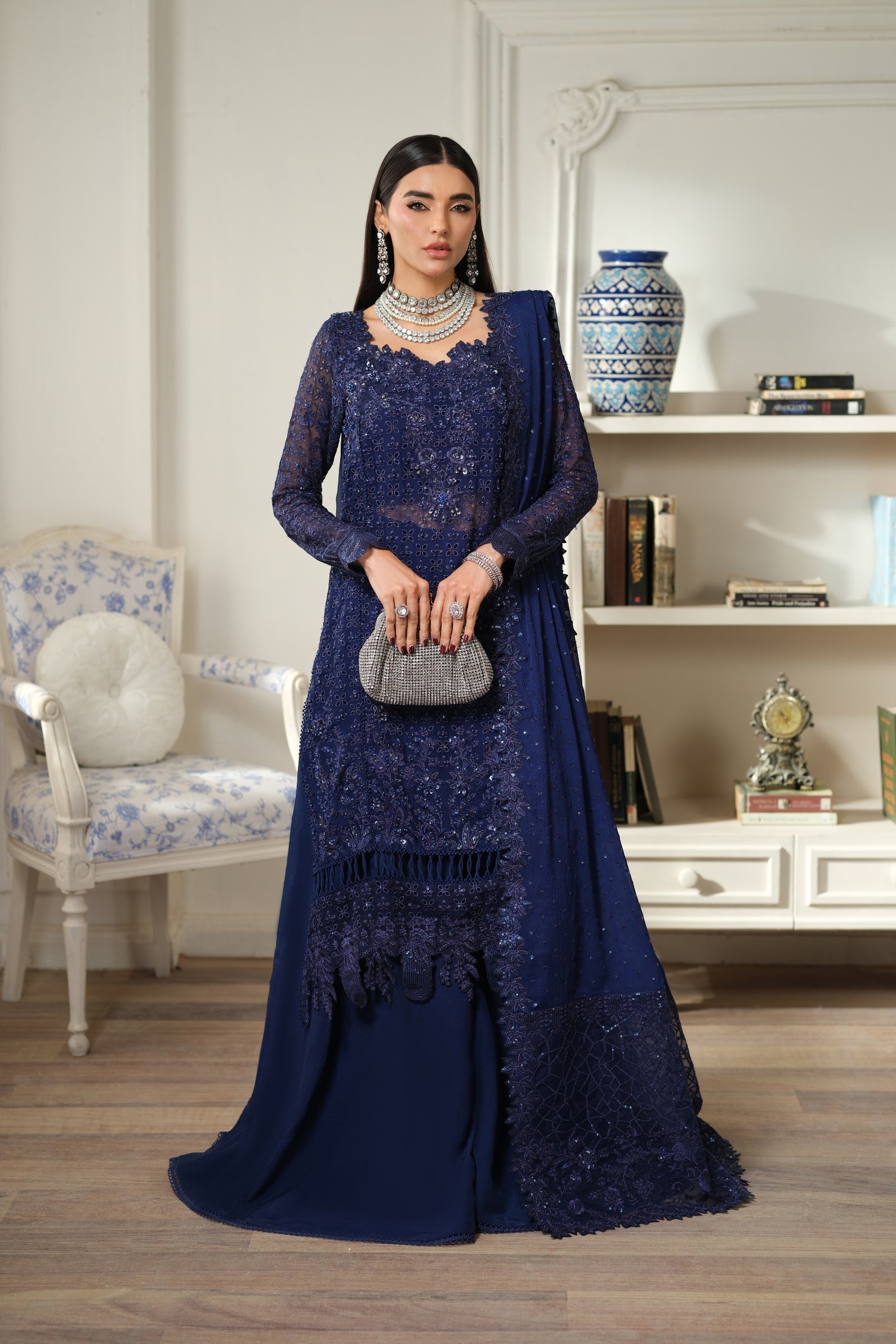 Maryam Hussain | Meer Embroidered Chiffon | Vasal Meer-04