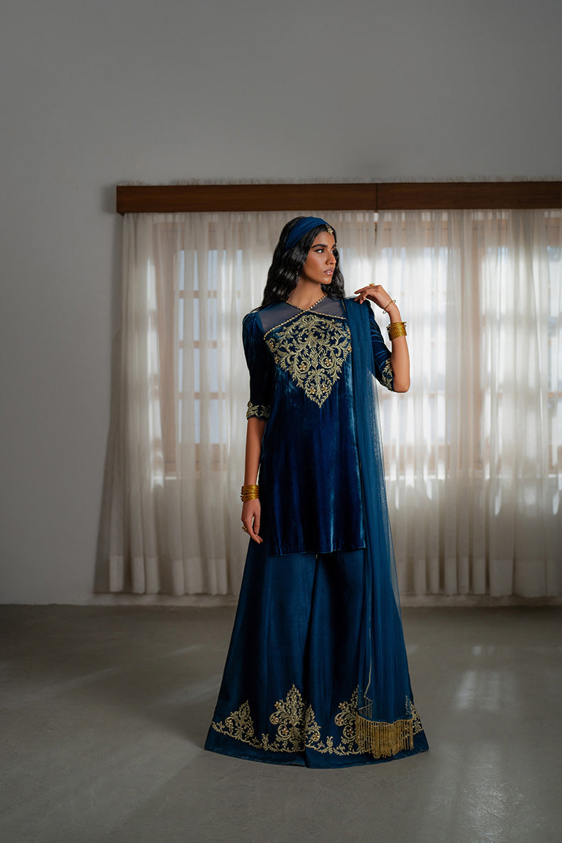 Caia | Luxury Velvet Edit 25 | Roselle (Blue) - Official Caia stockist in UK - Sakeena London