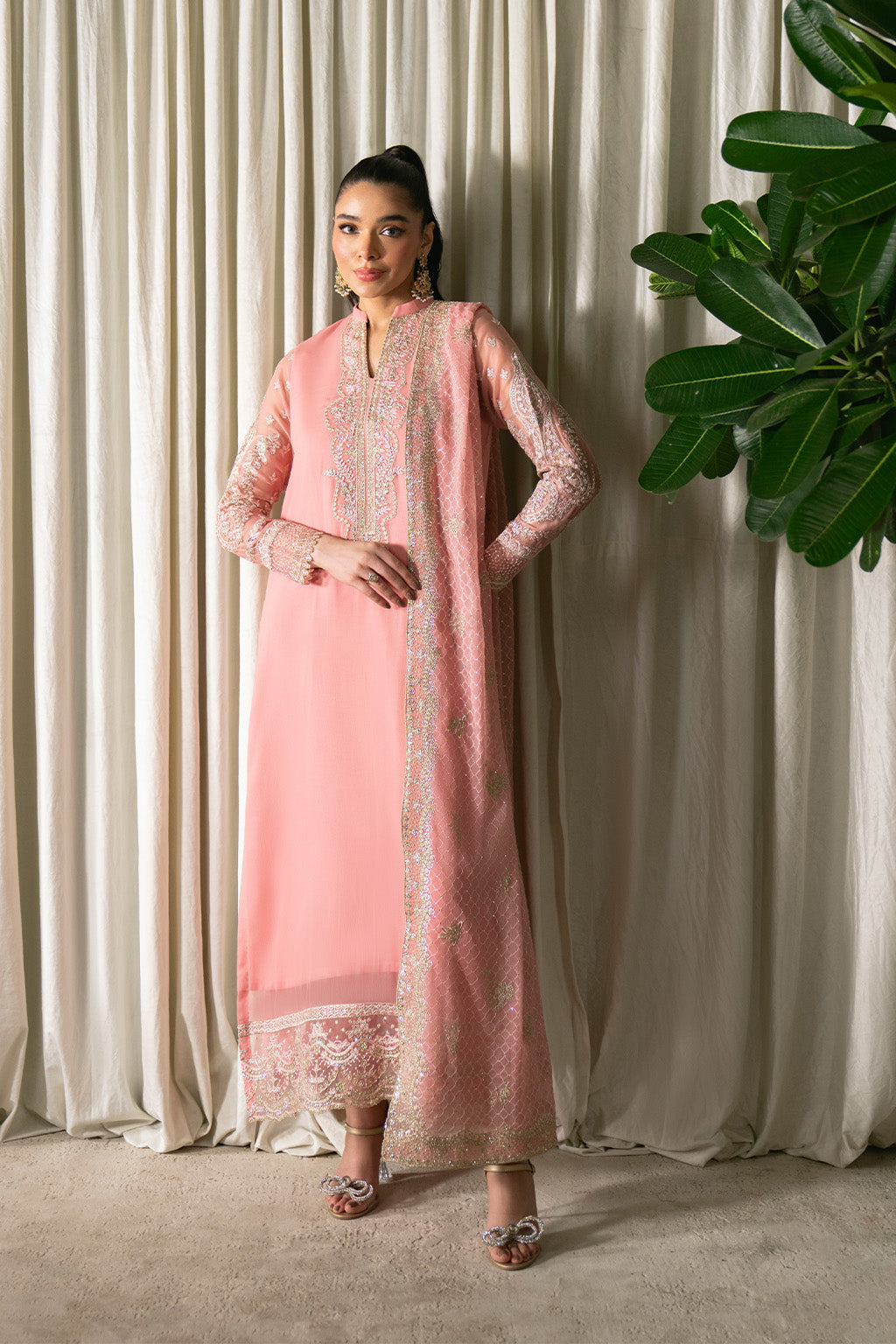 Neeshay | Ready to Wear Chiffon | RTW-CHFN-02 Pink - Official Neeshay stockist in UK - Sakeena London