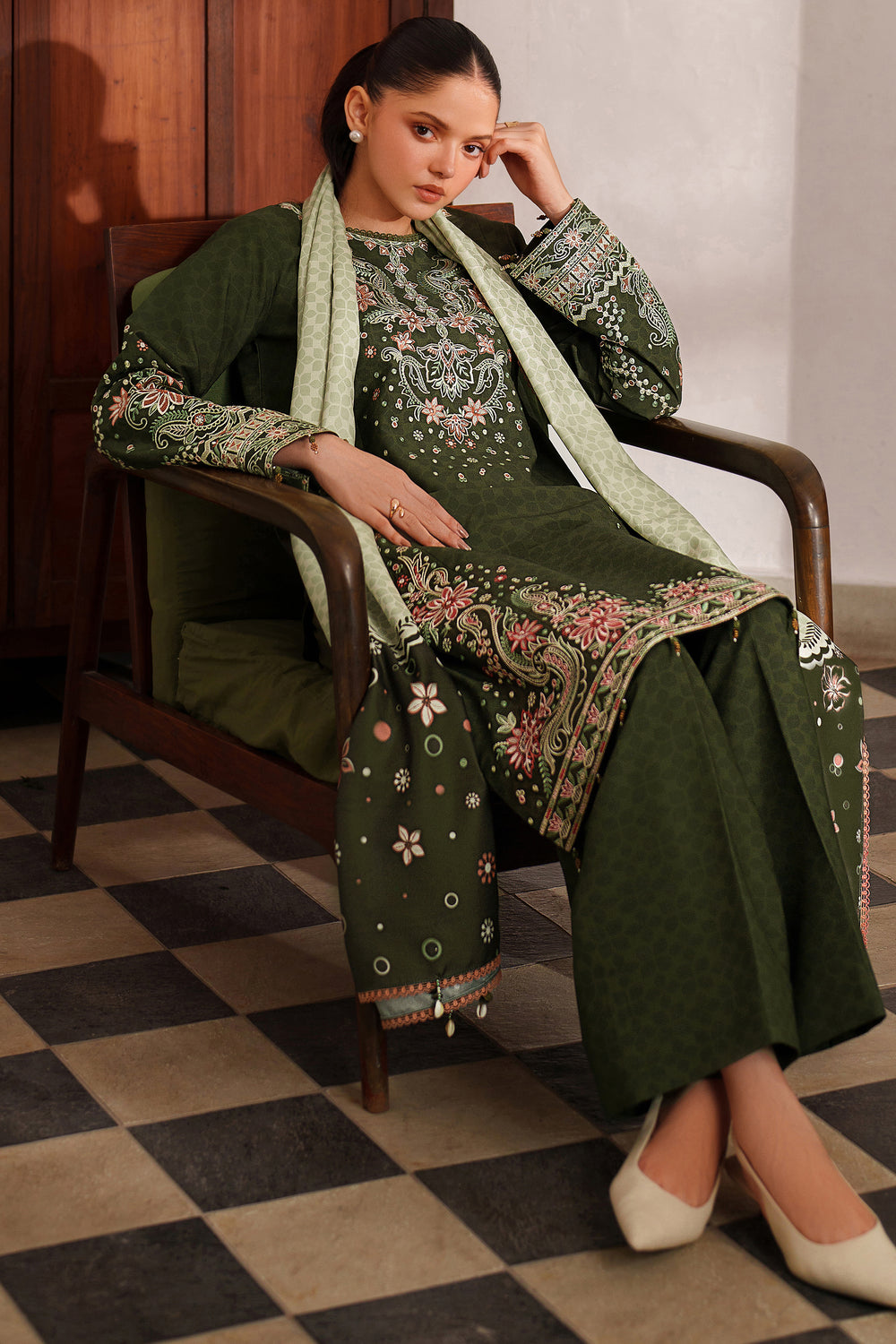 Farasha | Meline Premium Viscose 25 | Olive Drape - Official Farasha stockist in UK - Sakeena London