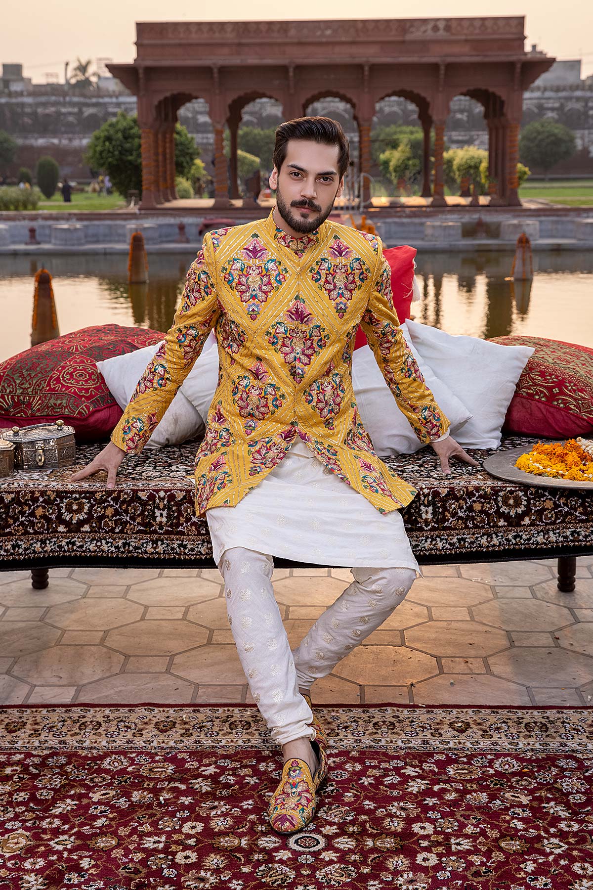 Pakistani Menswear | Mina Kashif | Sherwani D-16 - Official Sakeena London stockist in UK - Sakeena London