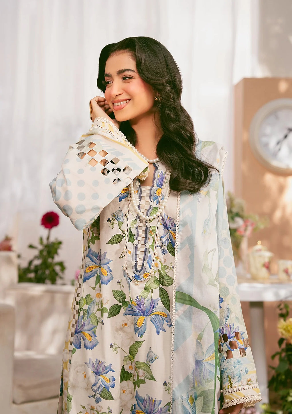Elaf Premium | Prints 25 | EPS-6A IVORY PETALS - Official Elaf Premium stockist in UK - Sakeena London