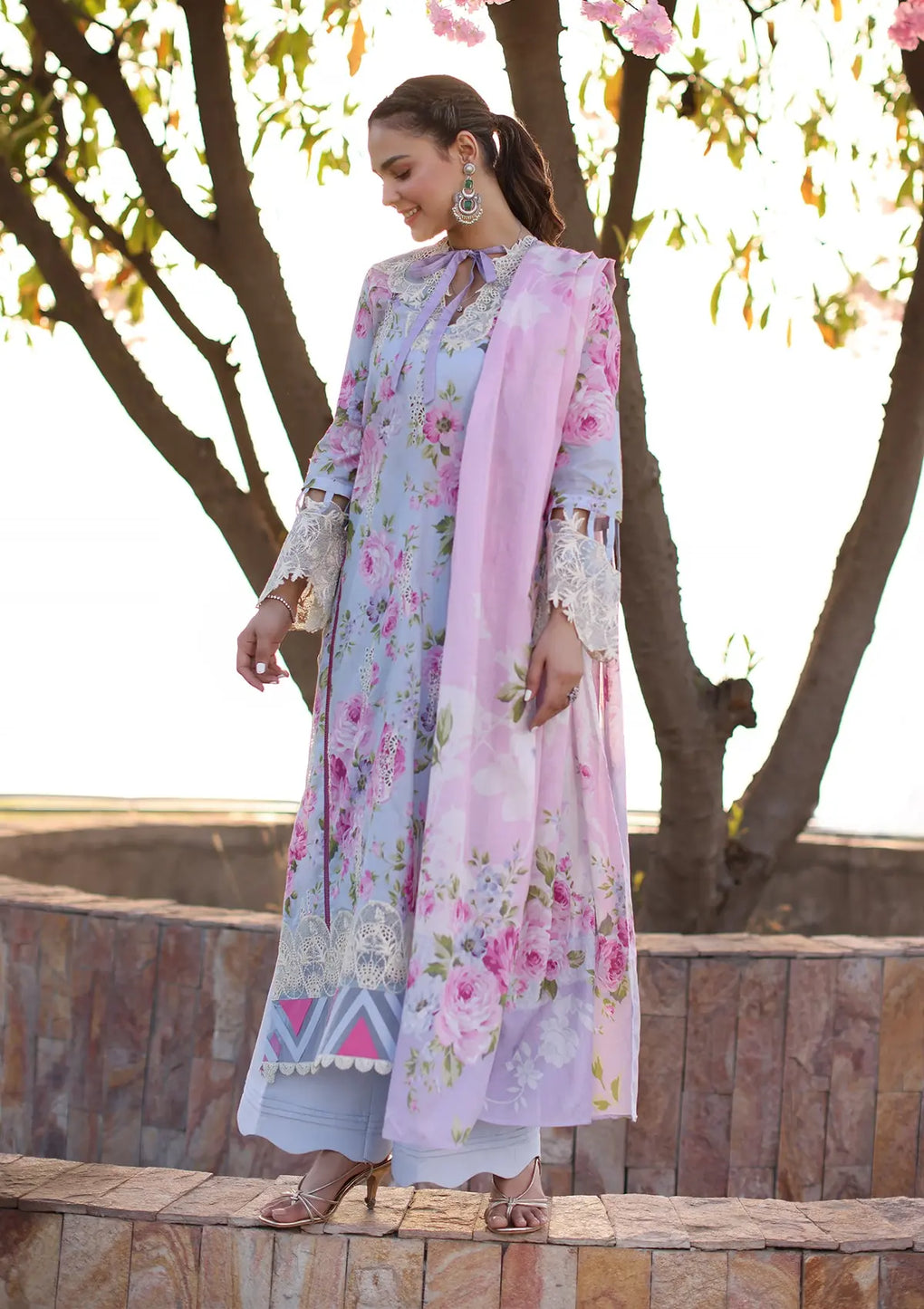 Elaf Premium | Prints Chikankari 24 | 04A OCEAN BLOSSOMS - Official Elaf Premium stockist in UK - Sakeena London