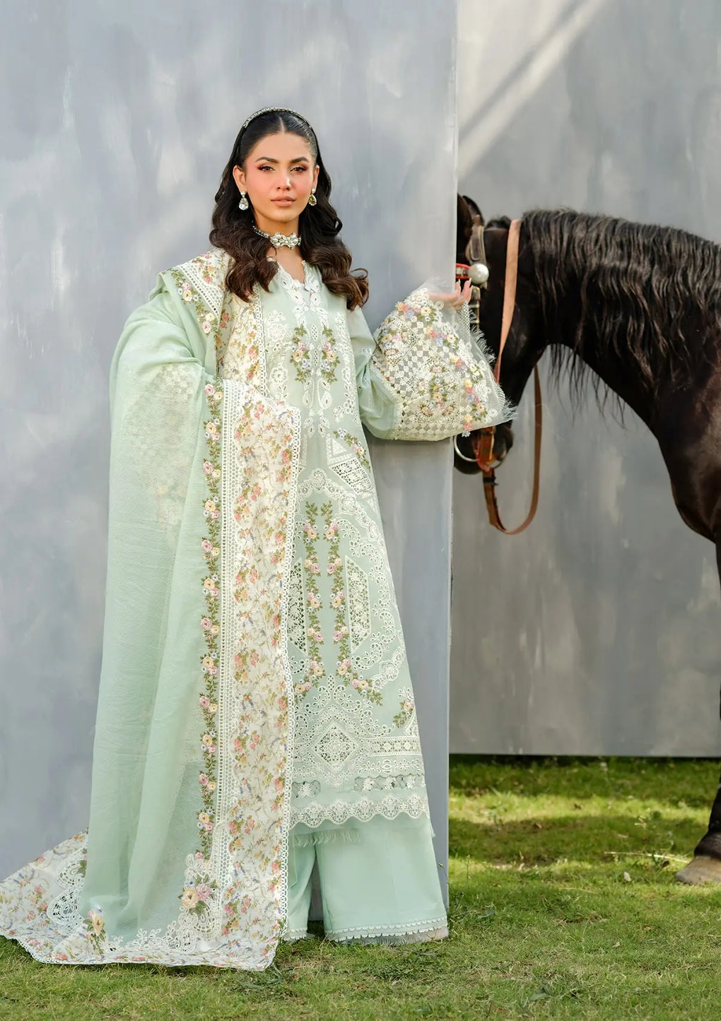 Elaf Premium | Luxury Lawn 25 | ELH-4B FROSTEL - Official Elaf Premium stockist in UK - Sakeena London