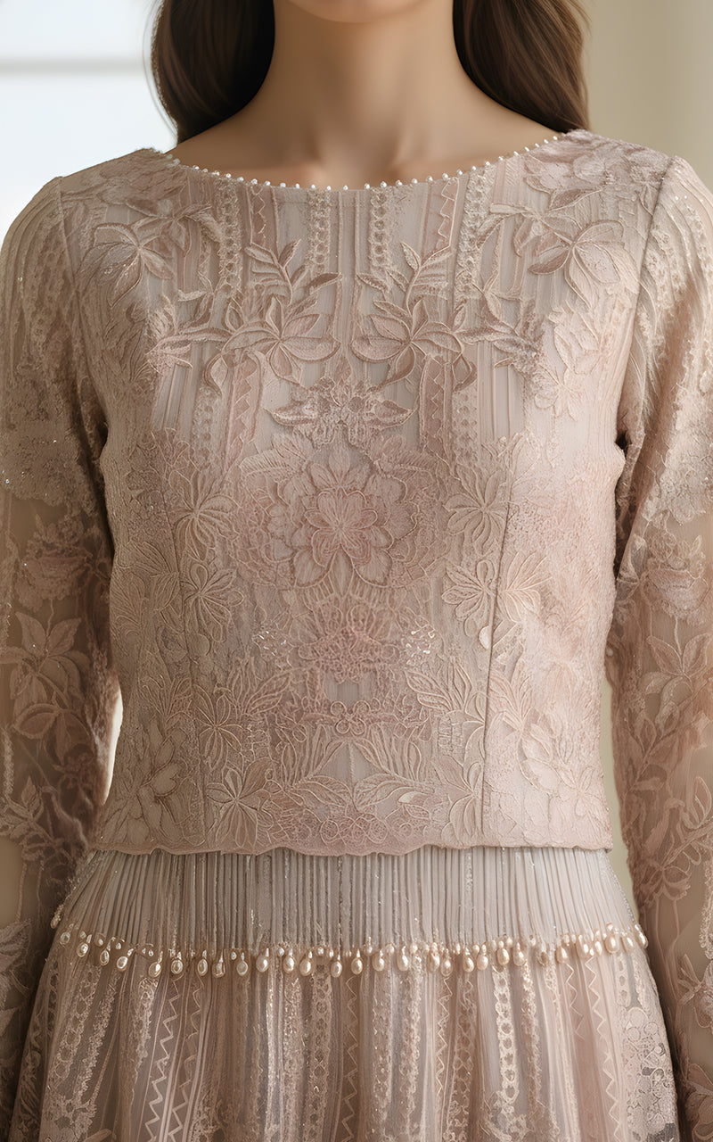 Threads and Motifs | Formal Dresses 25 | Organza Embroidered Blouse And Lehenga - Official Threads and Motifs stockist in UK - Sakeena London