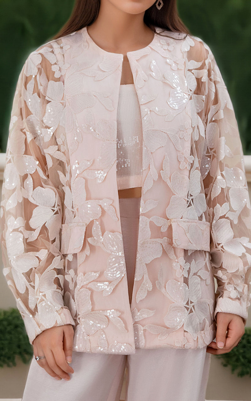 Threads and Motifs | Formal Dresses 25 | ORGANZA EMBROIDERED JACKET - Official Threads and Motifs stockist in UK - Sakeena London