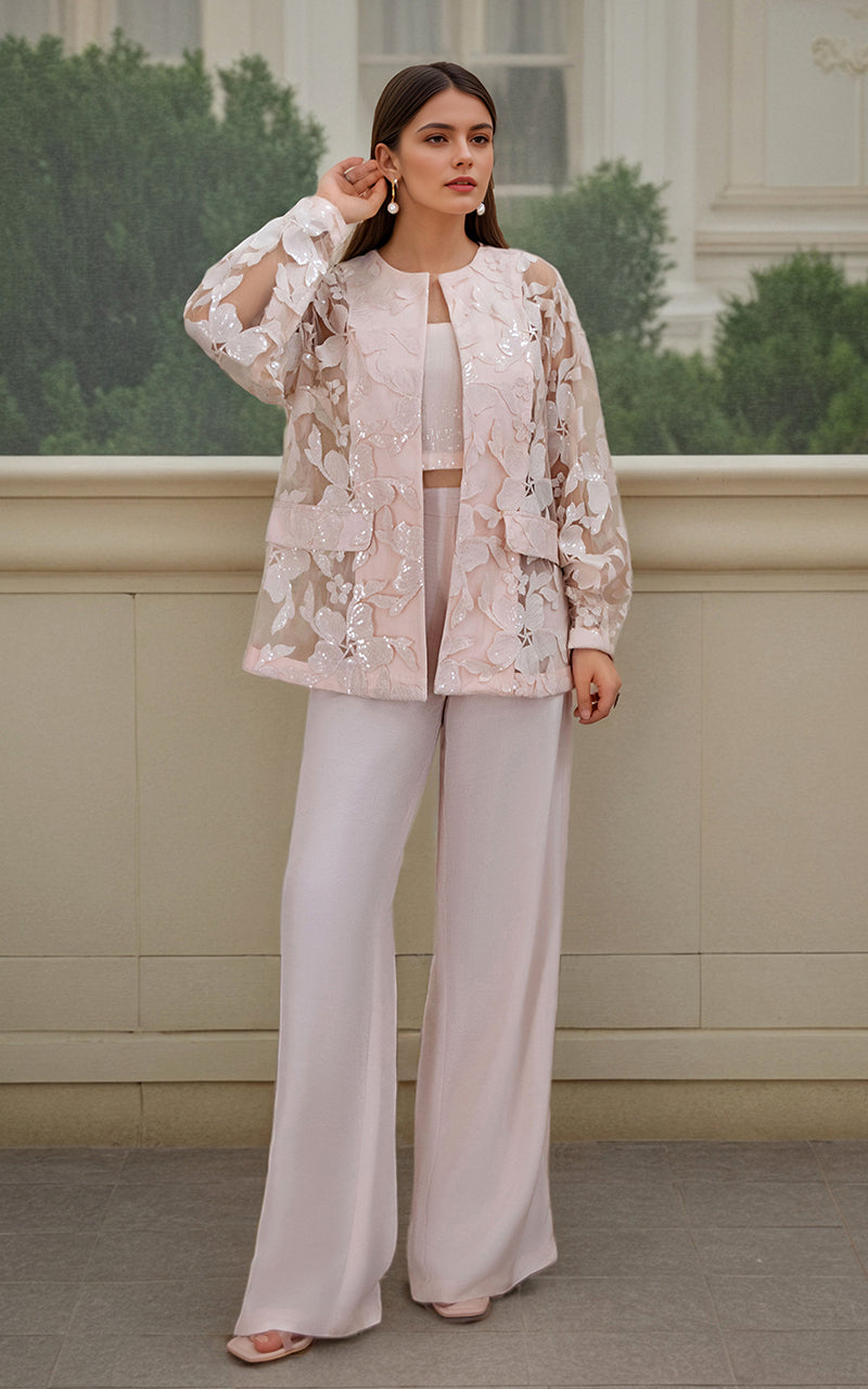 Threads and Motifs | Formal Dresses 25 | ORGANZA EMBROIDERED JACKET - Official Threads and Motifs stockist in UK - Sakeena London