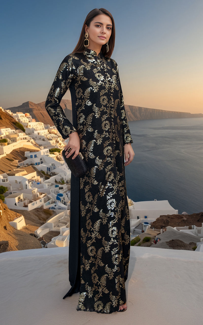 Threads and Motifs | Formal Dresses 25 | Chiffon Embroidered Jacket with Embroidered Trouser - Official Threads and Motifs stockist in UK - Sakeena London