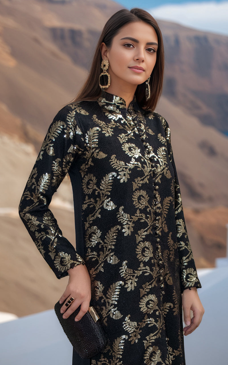 Threads and Motifs | Formal Dresses 25 | Chiffon Embroidered Jacket with Embroidered Trouser - Official Threads and Motifs stockist in UK - Sakeena London